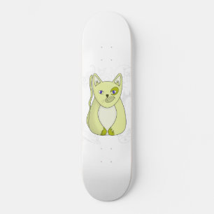 Skateboard Gato amarillo con funda de Duvet de sonrisa travie