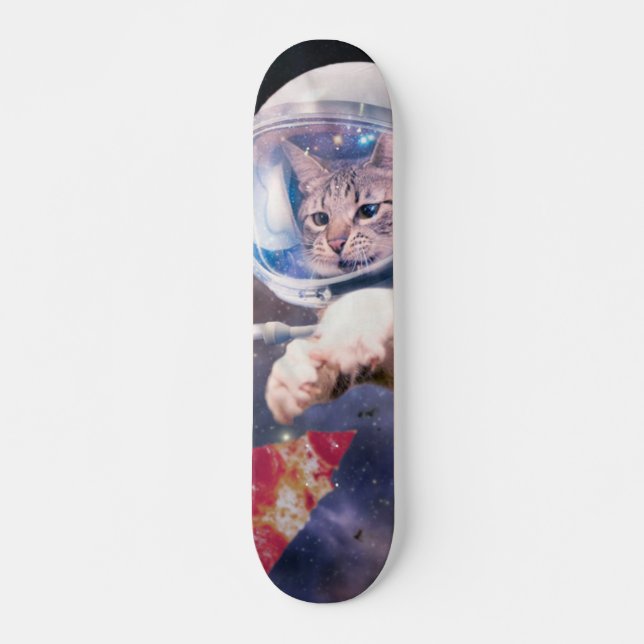Skateboard Gato astronauta cazando una porción de pizza (Anverso )