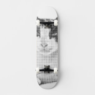 Skateboard Gato Calico Cómic Halftone