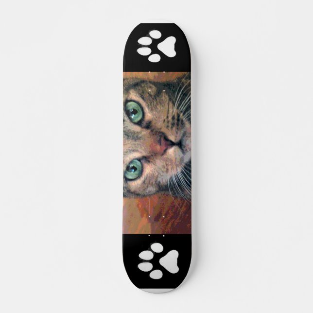 Skateboard Gato con los ojos verdes (Anverso )