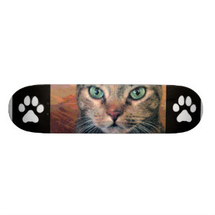 Skateboard Gato con los ojos verdes