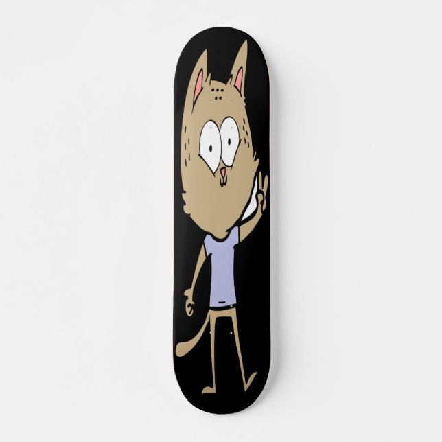 Skateboard Gato dando un signo de paz (Anverso )