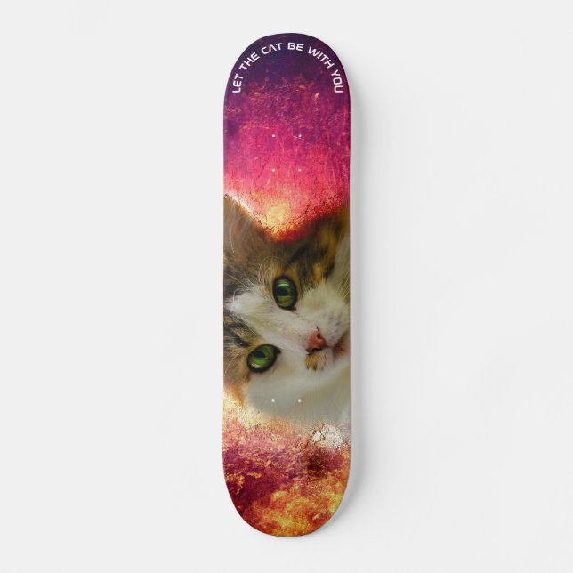 Skateboard Gato de calico curado adorable (Anverso)