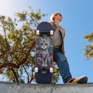 Skateboard Gato de Cráneo de Azúcar