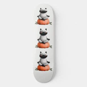 Skateboard Gato de Halloween en diseño de calabaza