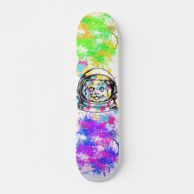 Skateboard Gato de pintura colorida (Anverso )