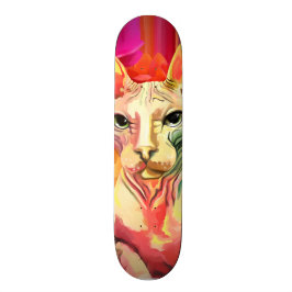 Skateboard Gato de Sphynx en flores
