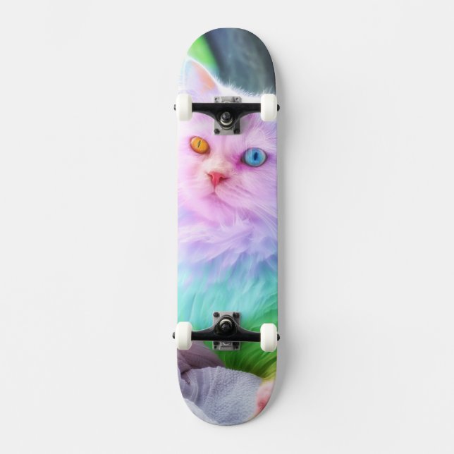 Skateboard Gato del arco iris del unicornio (Anverso)