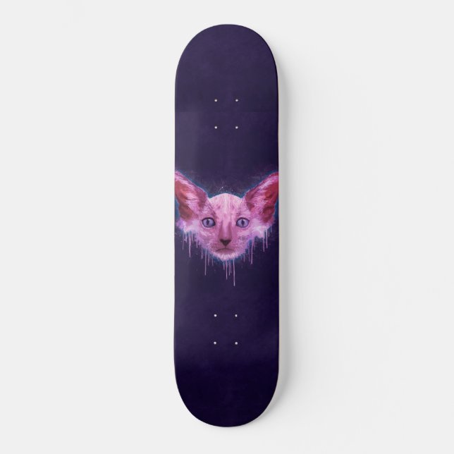 Skateboard Gato del hombre lobo de Lykoi del arte pop (Anverso)