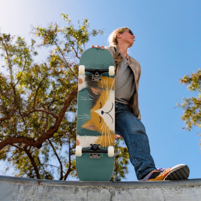 Skateboard Gato divertido lindo durmiendo (Exterior 1)