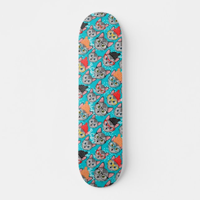 Skateboard Gato en el gorra (Anverso )