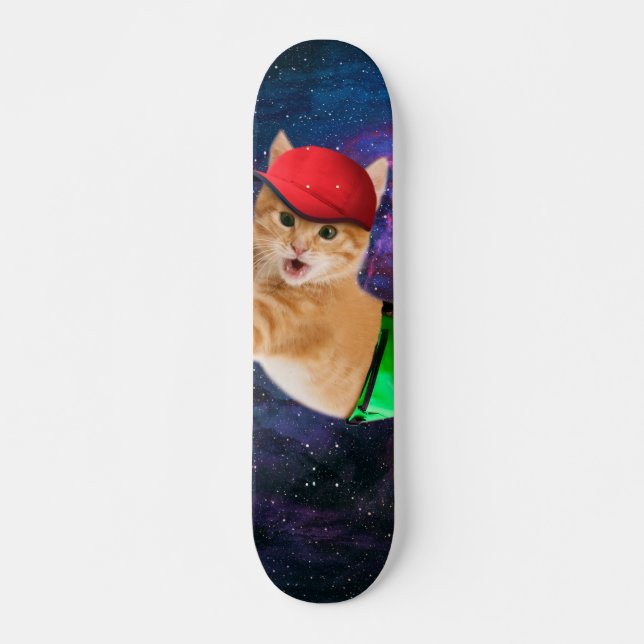 Skateboard Gato espacial con gorras y empaque para patatas (Anverso )
