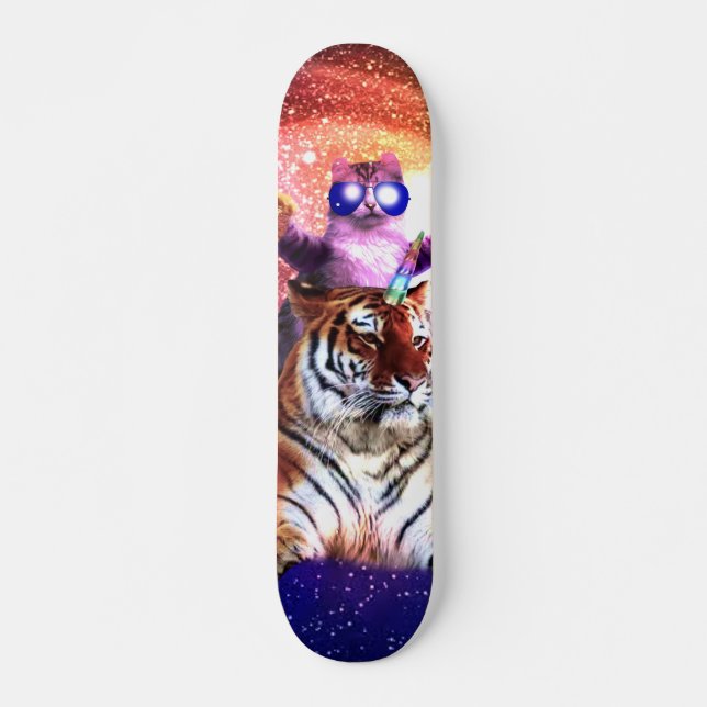 Skateboard Gato espacial matón en Tiger Unicorn (Anverso )