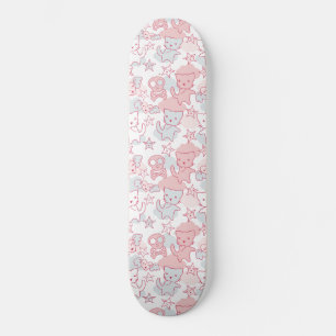 Skateboard Gato Godótico Cráneo Estilo Japonés Kawaii Corazón