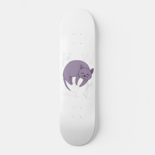 Skateboard Gato gris durmiendo y carátula de garganta para fi