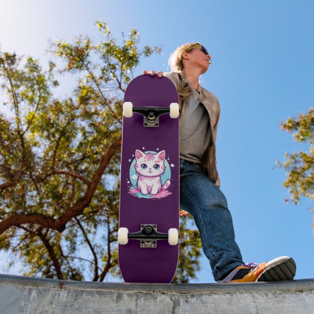 Skateboard Gato Kawaii Adorable (Exterior 1)