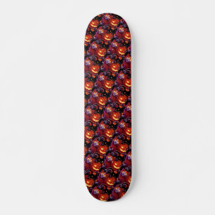 Skateboard Gato místico y calabazas brillantes