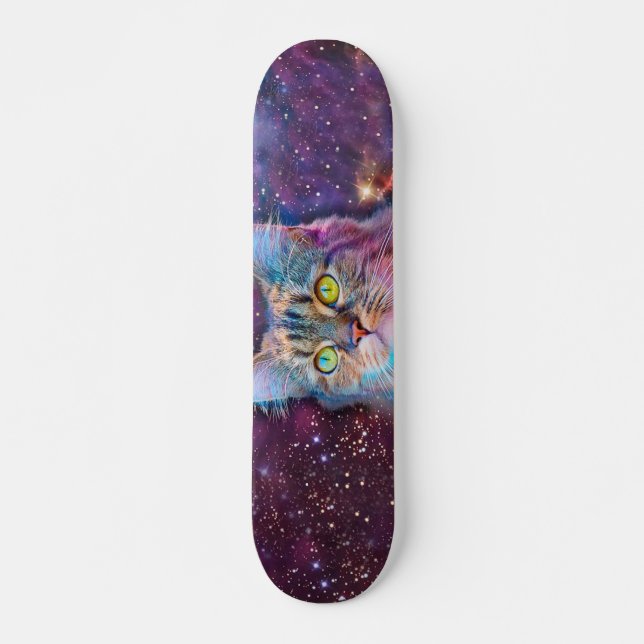 Skateboard Gato morado en el espacio (Anverso )