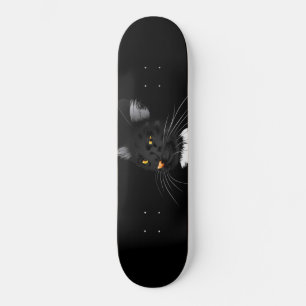 Skateboard Gato negro con ojos amarillos en la oscuridad