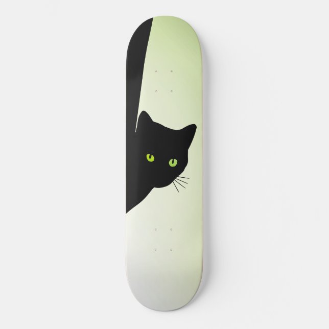 Skateboard Gato negro de ojos verdes (Anverso)