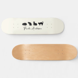 Skateboard Gato negro gracioso personalizable