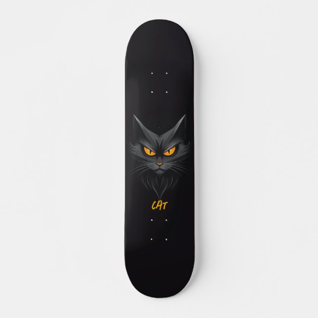 Skateboard Gato negro personalizado (Anverso )