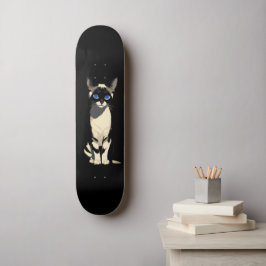 Skateboard Gato siamés Art Blue Eyed Cat Lover