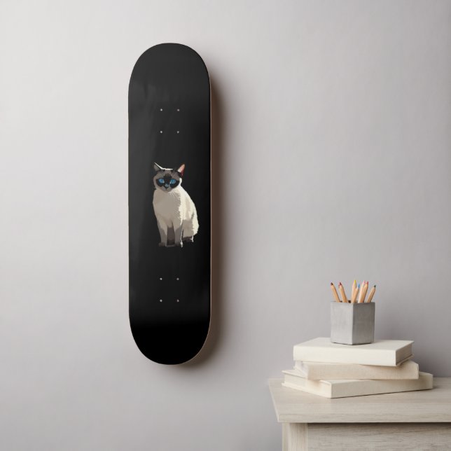 Skateboard Gato siamés Art Blue Eyed Cat Lover (Arte de la pared)