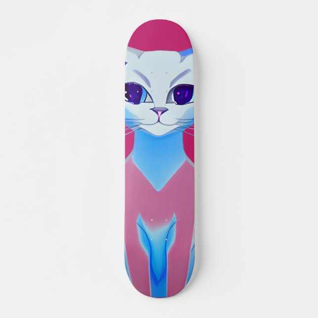 Skateboard Gato Siamés Rosa Caliente (Anverso )