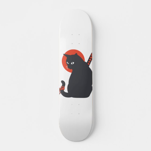 Skateboard Gatos como guerrero Samurai - Elegir color de fond (Anverso )