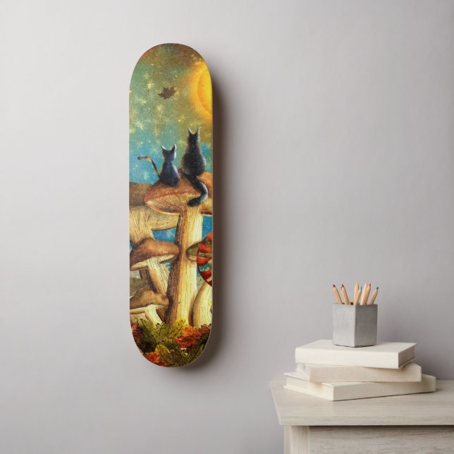 Skateboard Gatos de champiñón (Arte de la pared)