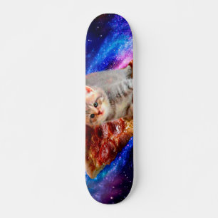 Skateboard Gatos en pizza espacial