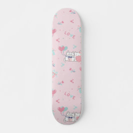 Skateboard Gatos kawaii con corazón
