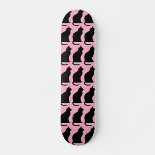 Skateboard Gatos negros en rosa