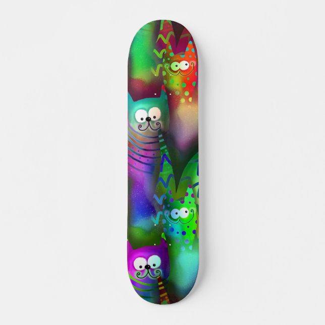 Skateboard Gatos Personalizados coloridos (Anverso )