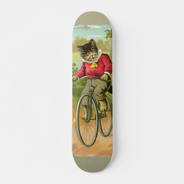 Skateboard Gatos vintage en bicicleta (Anverso )