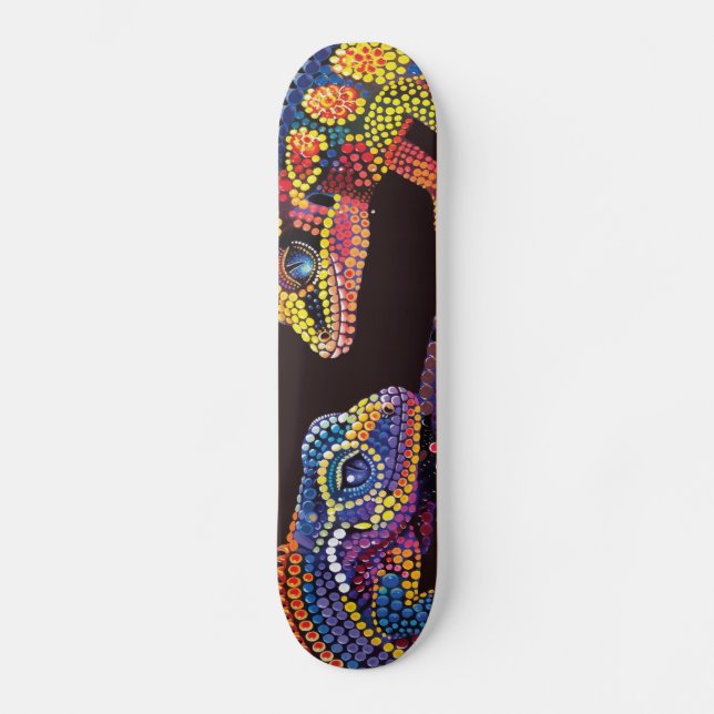 Skateboard Geckos - Estilo aborigen - Cubierta para skateboar (Anverso)