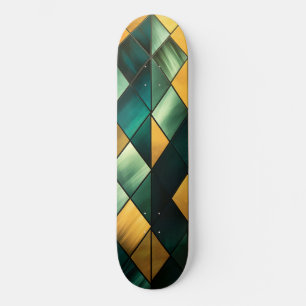 Skateboard Geometría verde abstracta de oro