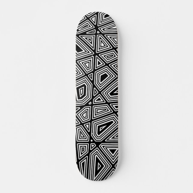 Skateboard Geometric II - Negro sobre madera (Anverso )