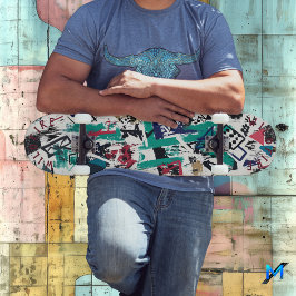 Skateboard Geométrico abstracto con elementos de grafiti atre