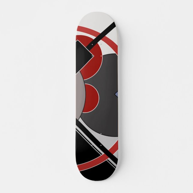 Skateboard Geométrico de pintura negra y roja (Anverso )