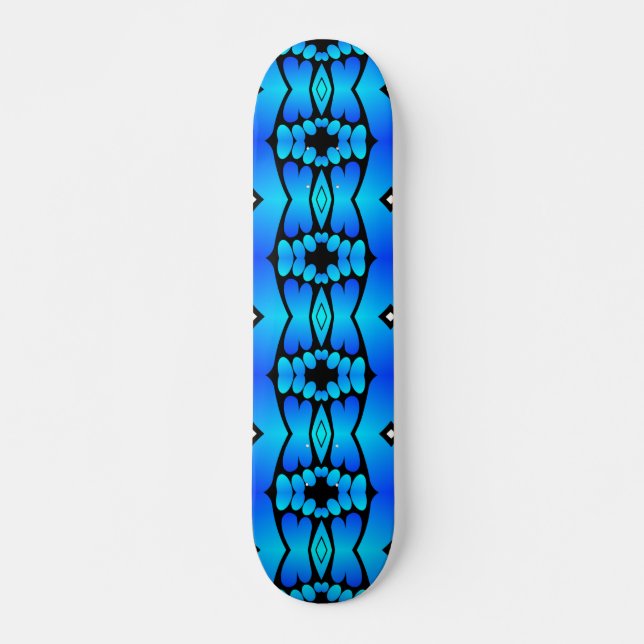 Skateboard Geométrico geométrico del agua azul eléctrico (Anverso )