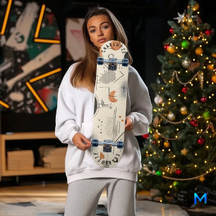 Skateboard Geométrico minimalista con terracota y negro