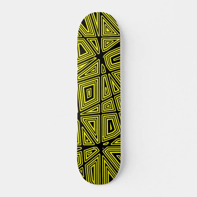 Skateboard Geométrico - Negro sobre amarillo (Anverso )