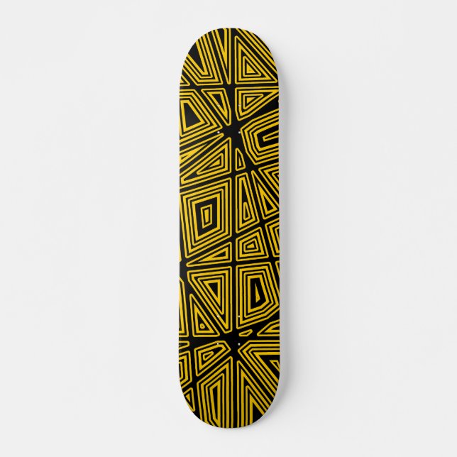 Skateboard Geométrico - Negro sobre ámbar (Anverso )