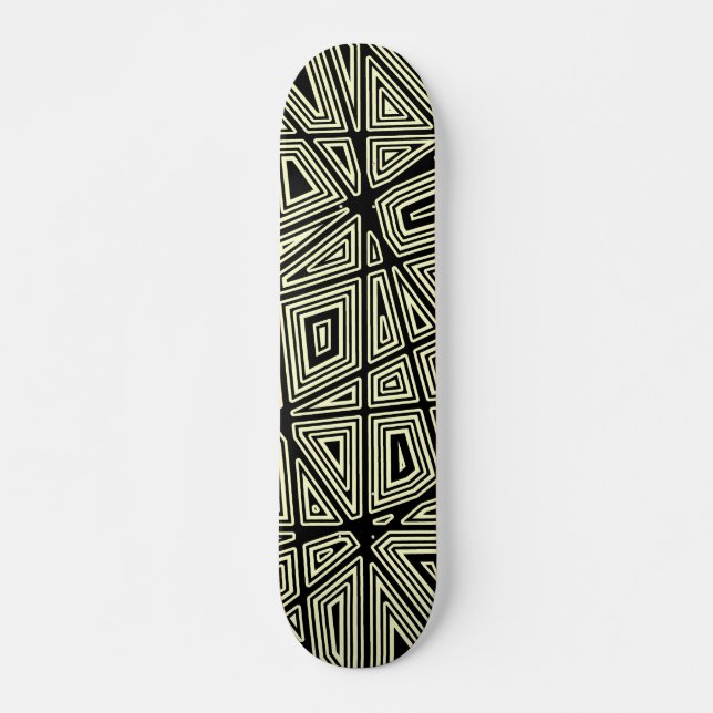 Skateboard Geométrico - Negro sobre crema (Anverso )