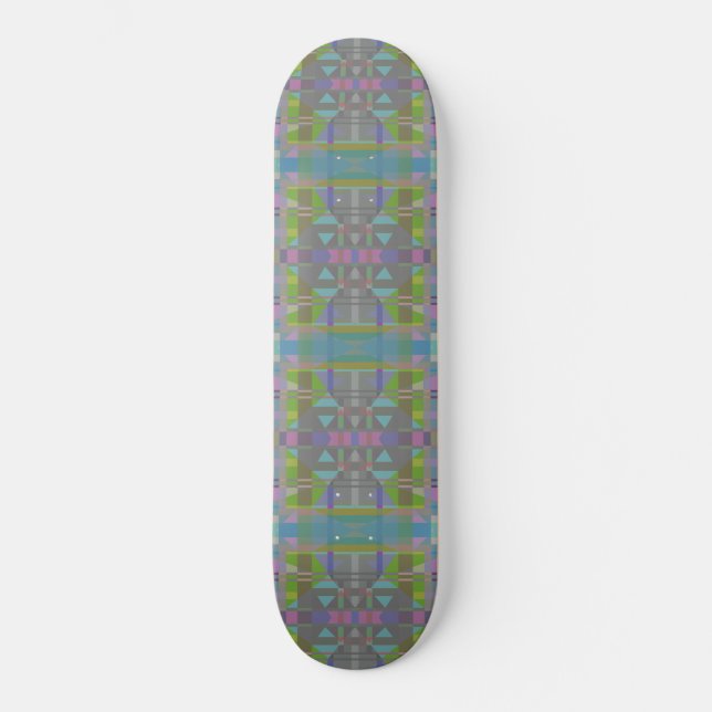 Skateboard Geométrico verde azul púrpura (Anverso)