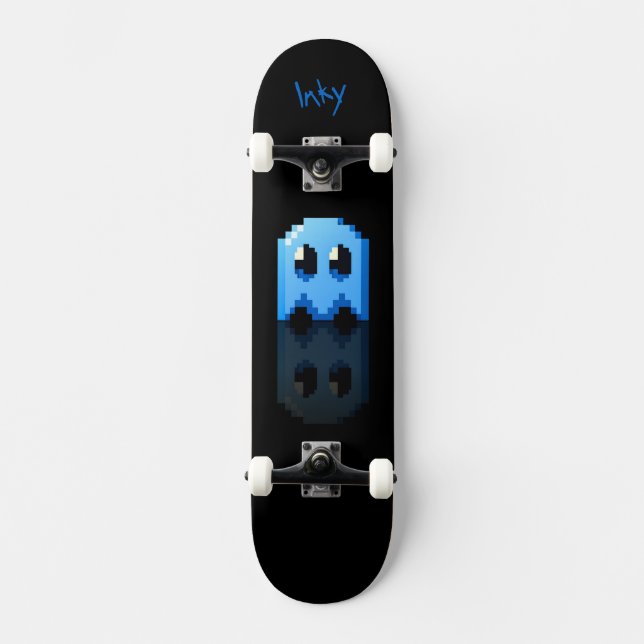 Skateboard ghost bleu noir nom perso Fan art Pac-Man (Anverso)
