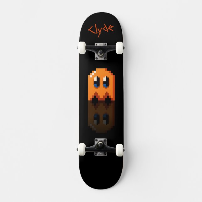 Skateboard ghost orange noir nom perso Fan art Pac-Man (Anverso)