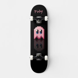 Skateboard ghost rose noir nom perso Fan art Pac-Man